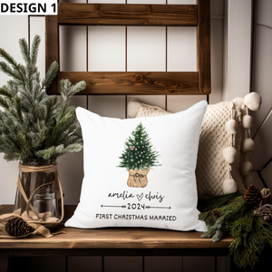 Our First Christmas Married - Personalized Pillow - Christmas Gift For Couple