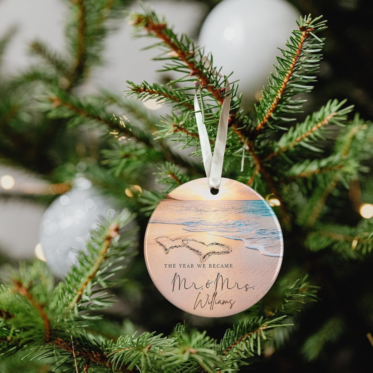 The Year We Became Mr. And Mrs. - Personalized Ornament - Gift For Couple