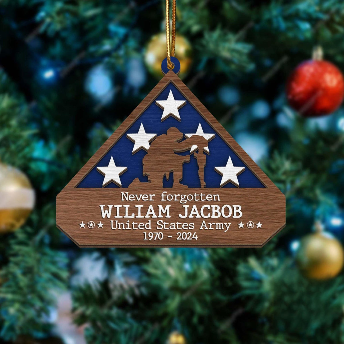 Personalized Flag Veteran Memorial Ornament, Flag Ornament, Memorial Christmas Ornament, Memorial Keepsake, Sympathy Gifts
