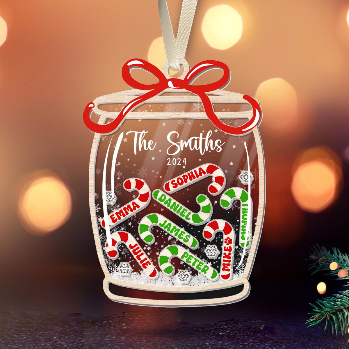 Family Ornament 2024, Family Christmas Ornaments, Custom Candy Cane Ornament, Personalized Christmas Gifts, Family Keepsake, Gift For Family