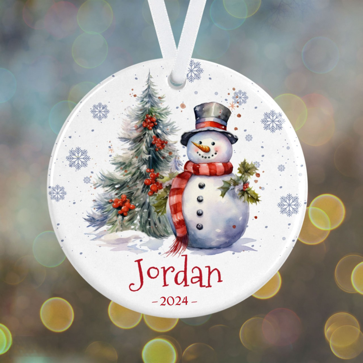 Snowman Name Ornament - Personalized Snowman Christmas Ornament - Personalized Name Holiday Christmas Ornament