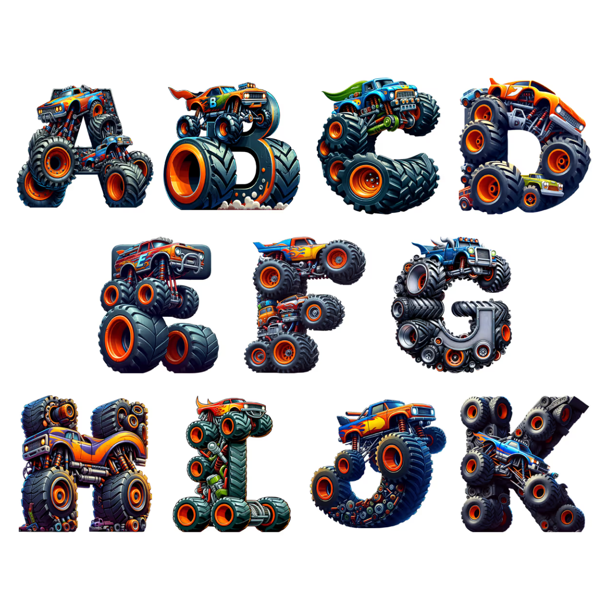 Alphabet Monster Truck - Personalized Acrylic Shaped Ornament - Gift For Kids, Christmas Gift