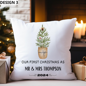 Our First Christmas Married - Personalized Pillow - Christmas Gift For Couple