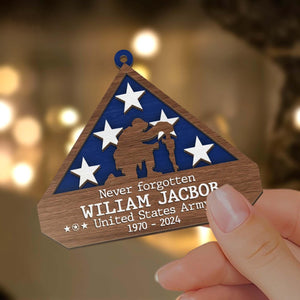 Personalized Flag Veteran Memorial Ornament, Flag Ornament, Memorial Christmas Ornament, Memorial Keepsake, Sympathy Gifts