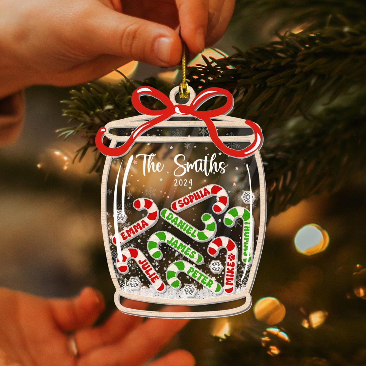 Family Ornament 2024, Family Christmas Ornaments, Custom Candy Cane Ornament, Personalized Christmas Gifts, Family Keepsake, Gift For Family