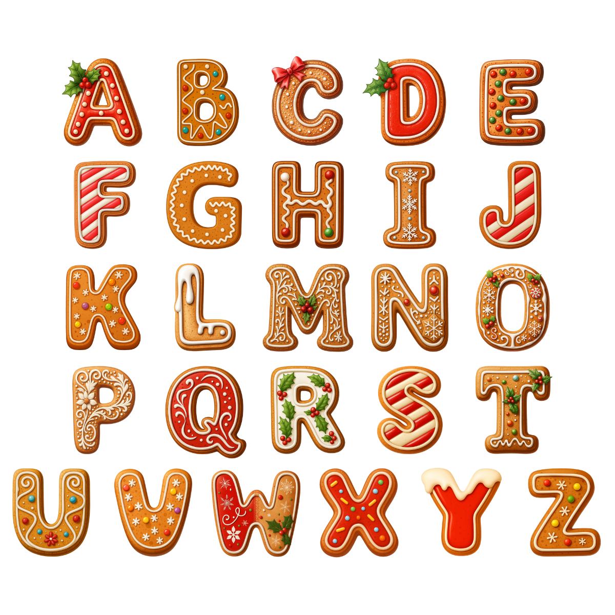 Custom Gingerbread Christmas Letters - Personalized Shaped Ornament - Christmas Gift For Family