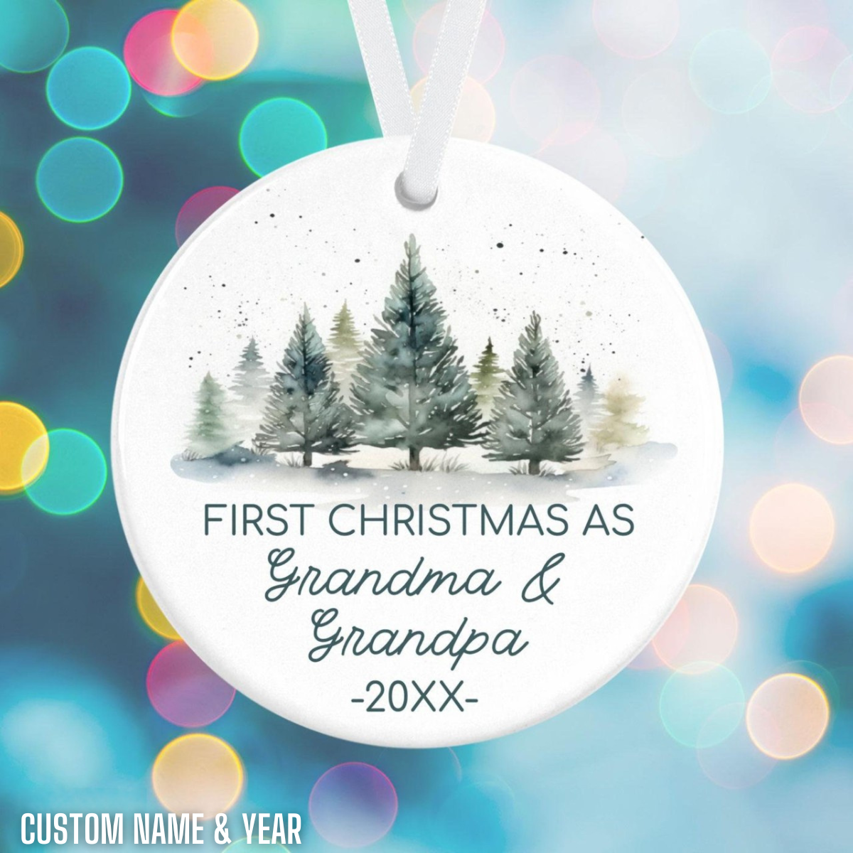 Our First Christmas as Grandma & Grandpa - Personalized Holiday Ornament - Grandparents Gift Ornament