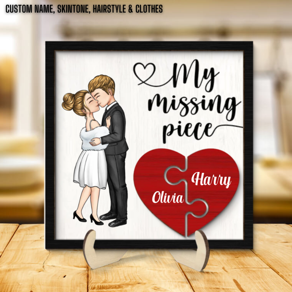 My Missing Piece - Personalized Square Picture Frame - Gift For Couple, Valentine's Gift