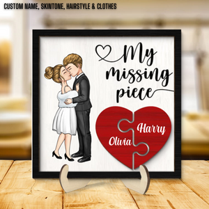 My Missing Piece - Personalized Square Picture Frame - Gift For Couple, Valentine's Gift