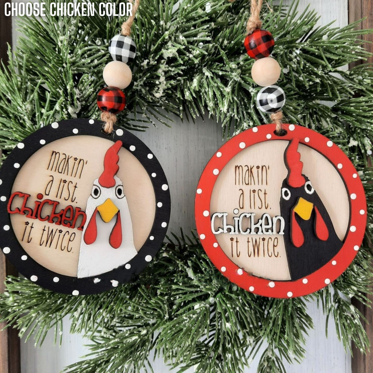 Making A List Chicken It Twice - Personalized Layered Wooden Ornament - Christmas Gift For Family