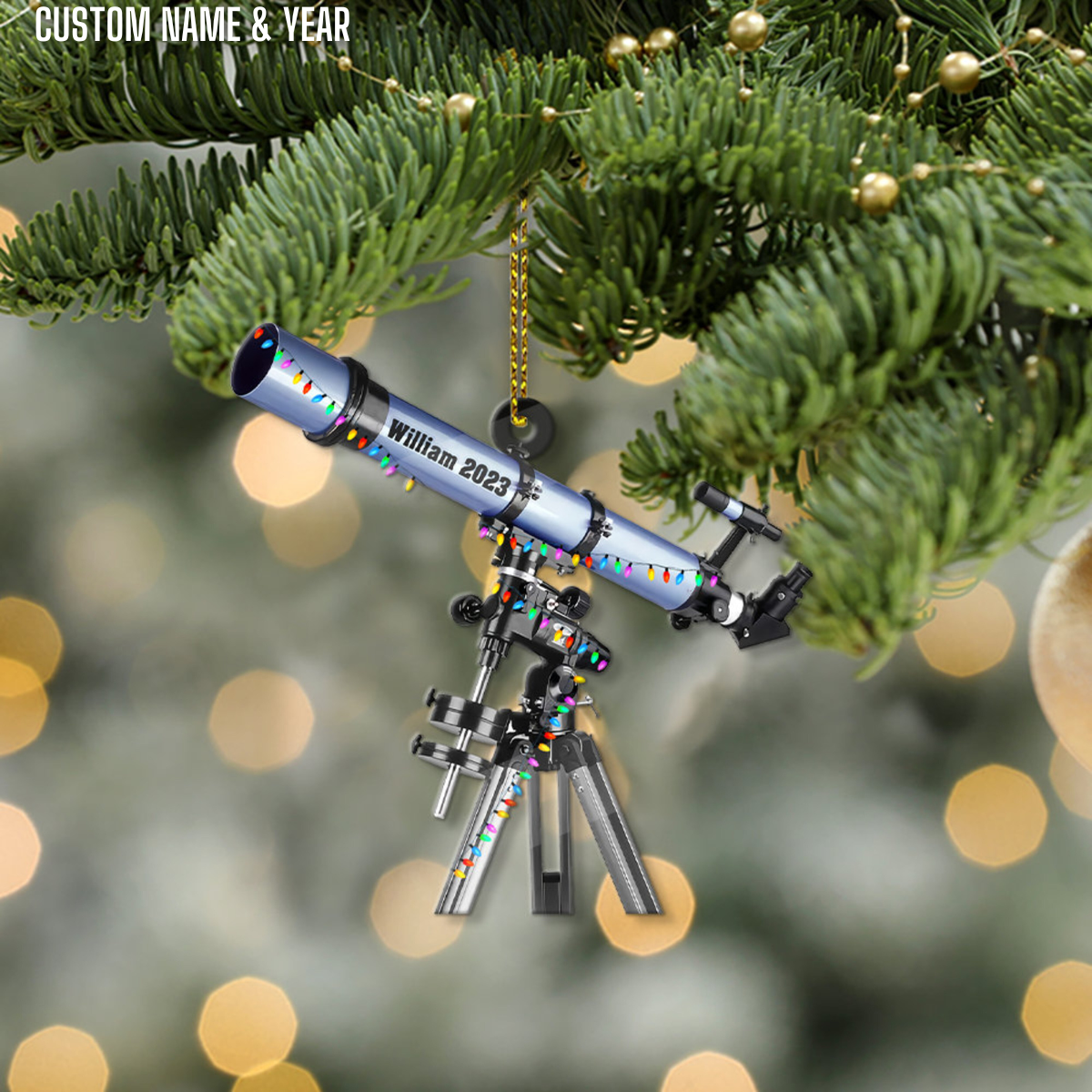 Personalized Telescope Christmas Ornament 2024, Telescope Keepsake, Telescope Gift, Telescope Lovers Ornament, Xmas Decoration