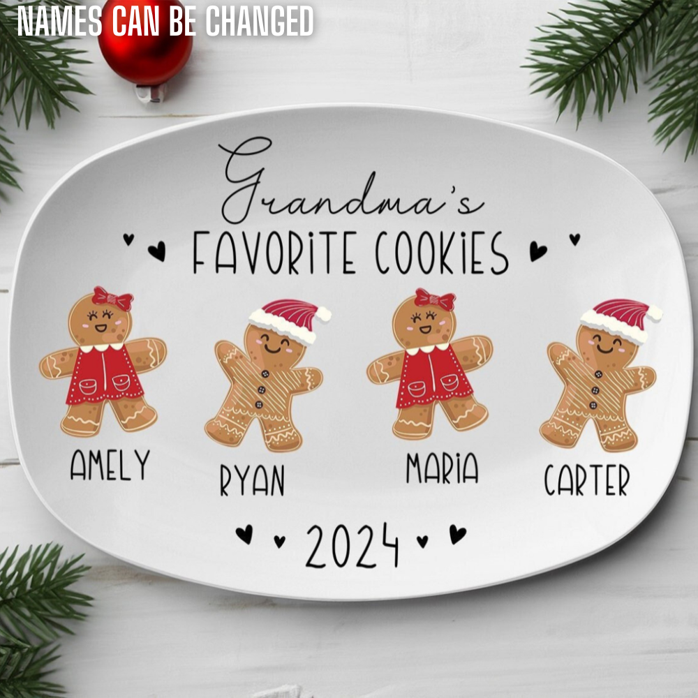 Grandma's Favorite Cookies - Personalized Christmas Platter - Christmas Gift For Grandma