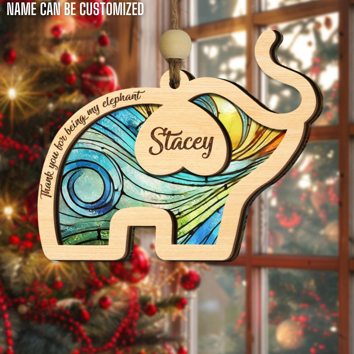 Elephant Friendship Suncatcher Ornament, Friend Ornament, Bestie Ornament, Personalized Best Friend Ornament, Friendship Thank You Gift