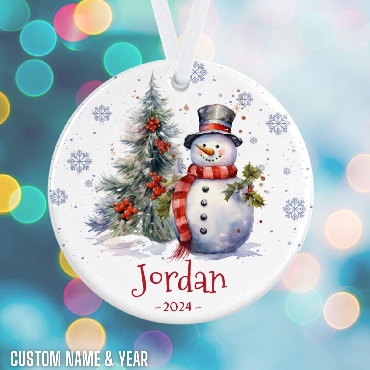 Snowman Name Ornament - Personalized Snowman Christmas Ornament - Personalized Name Holiday Christmas Ornament