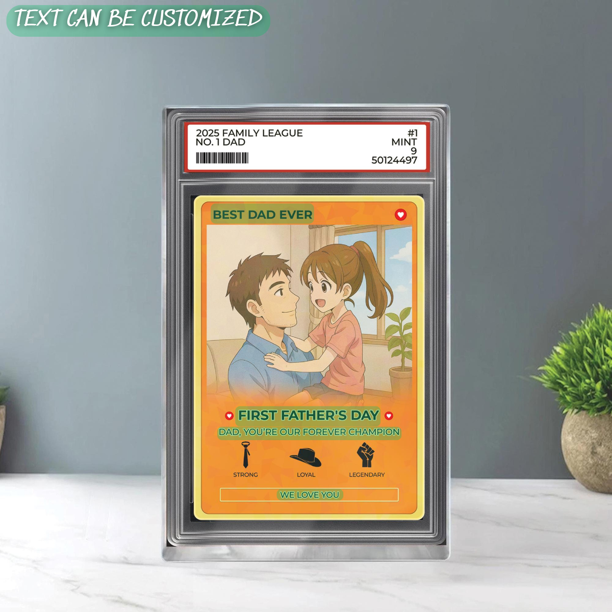 Personalized Anime Acrylic Block for Dad - Father's Day Gift - Custom Trading Card Style Photo Gift from Kids or Wife
