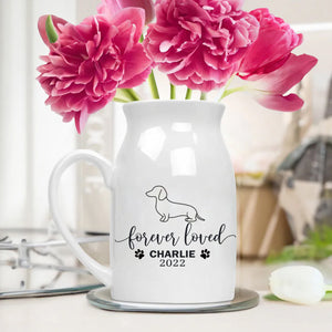 Forever Loved Dog Memorial Gift Planter,Custom Dog Breed Memorial Gift Plant Pot,Custom Flower Pot with Bamboo Tray,Loss of Dog,Never Forgotten Plant Pot