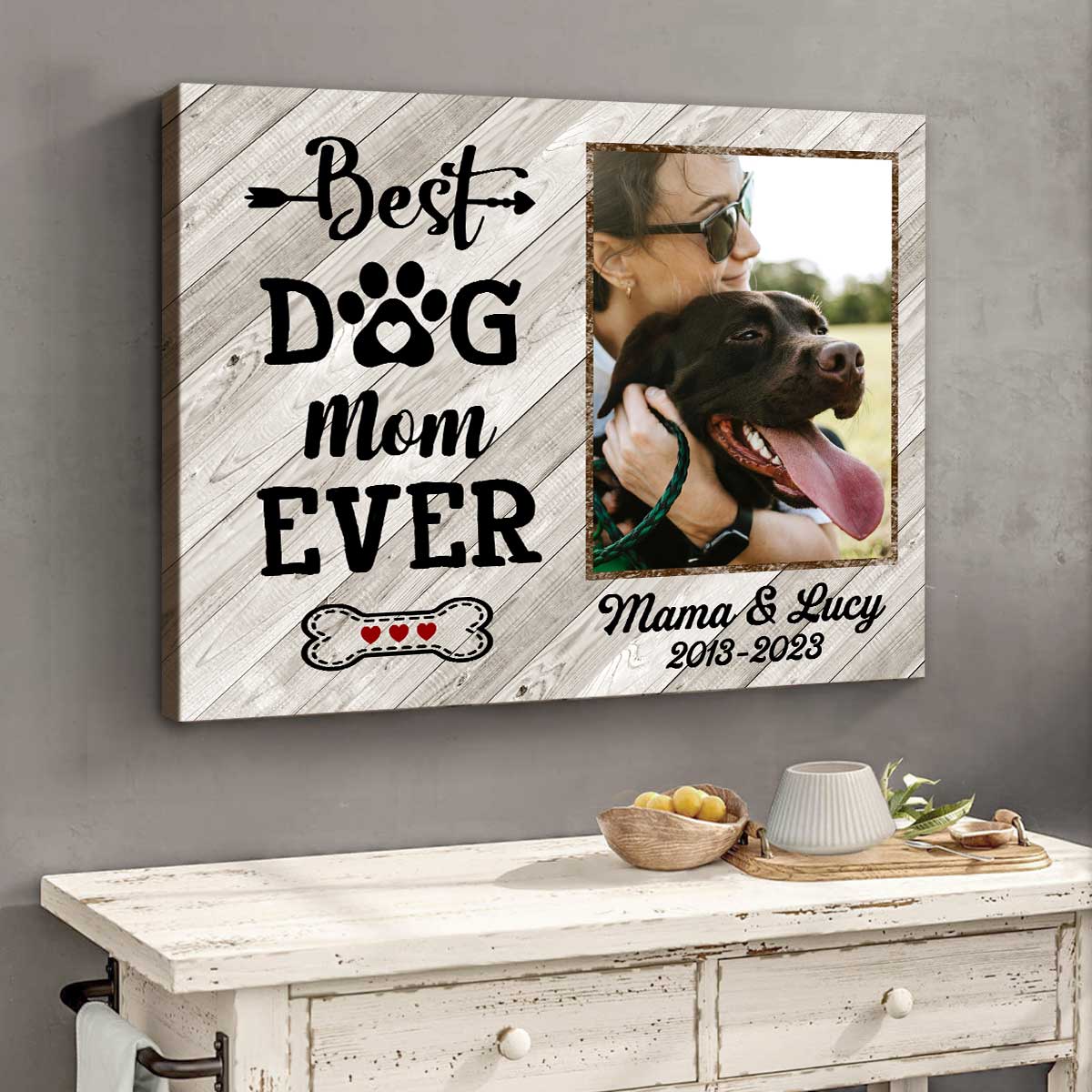 Dog Mom Personalized Gifts, Best Dog Mom Ever Canvas, Pet Owner Gift, Mothers Day Gift For Dog Mom