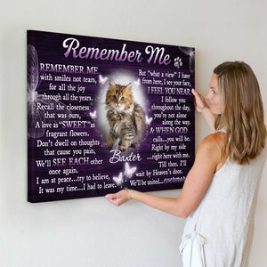 Memorial Pet Wall Art Canvas Remember Me Loss of Cat Gifts, Pet Memorial Gift