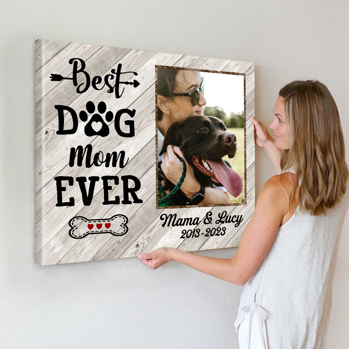 Dog Mom Personalized Gifts, Best Dog Mom Ever Canvas, Pet Owner Gift, Mothers Day Gift For Dog Mom
