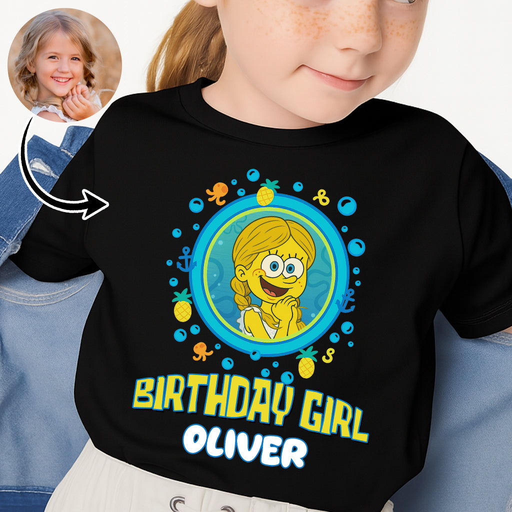 SpongeBob Custom Birthday Shirt, Spongebob Custom Birthday Party Shirts,Customize Photo For Kid Cartoonize Shirt Birhday Gift For Boy, Girl
