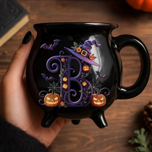 Brew & Boo - Personalized Halloween Black Ceramic Witch Mug - Halloween Gift For Family, Sisters, Friends, Siblings