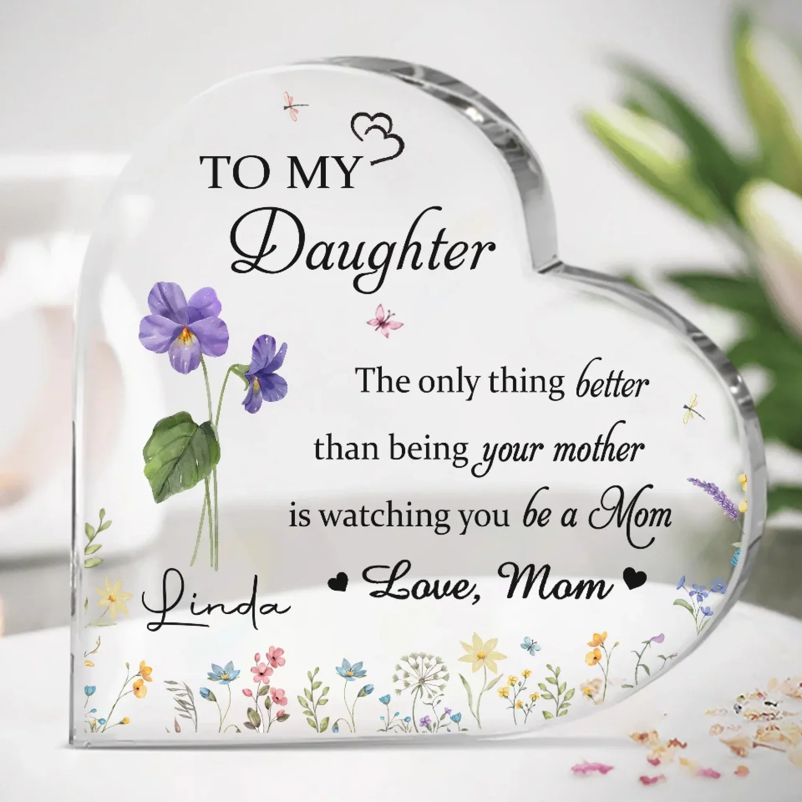 Watching You Being A Mom Is The Best Thing - Personalized Heart Shaped Acrylic Plaque - Gift For Daughter On Mother's Day