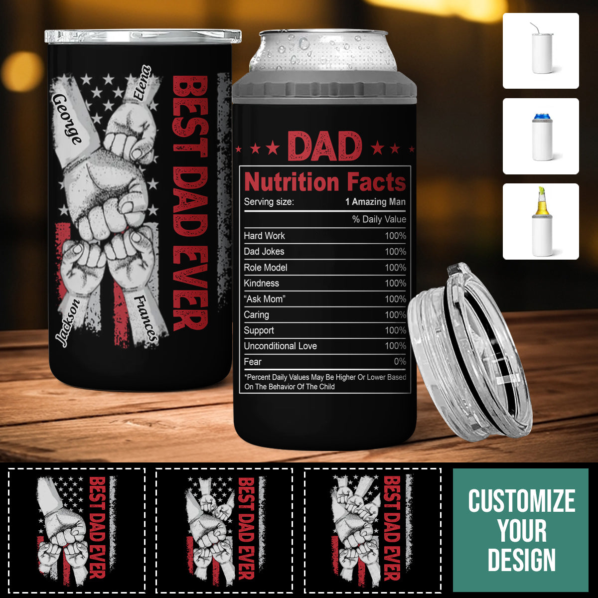 Best Dad Ever - Personalized Can Cooler - Gift For Father, Grandpa, Father's Day Gift