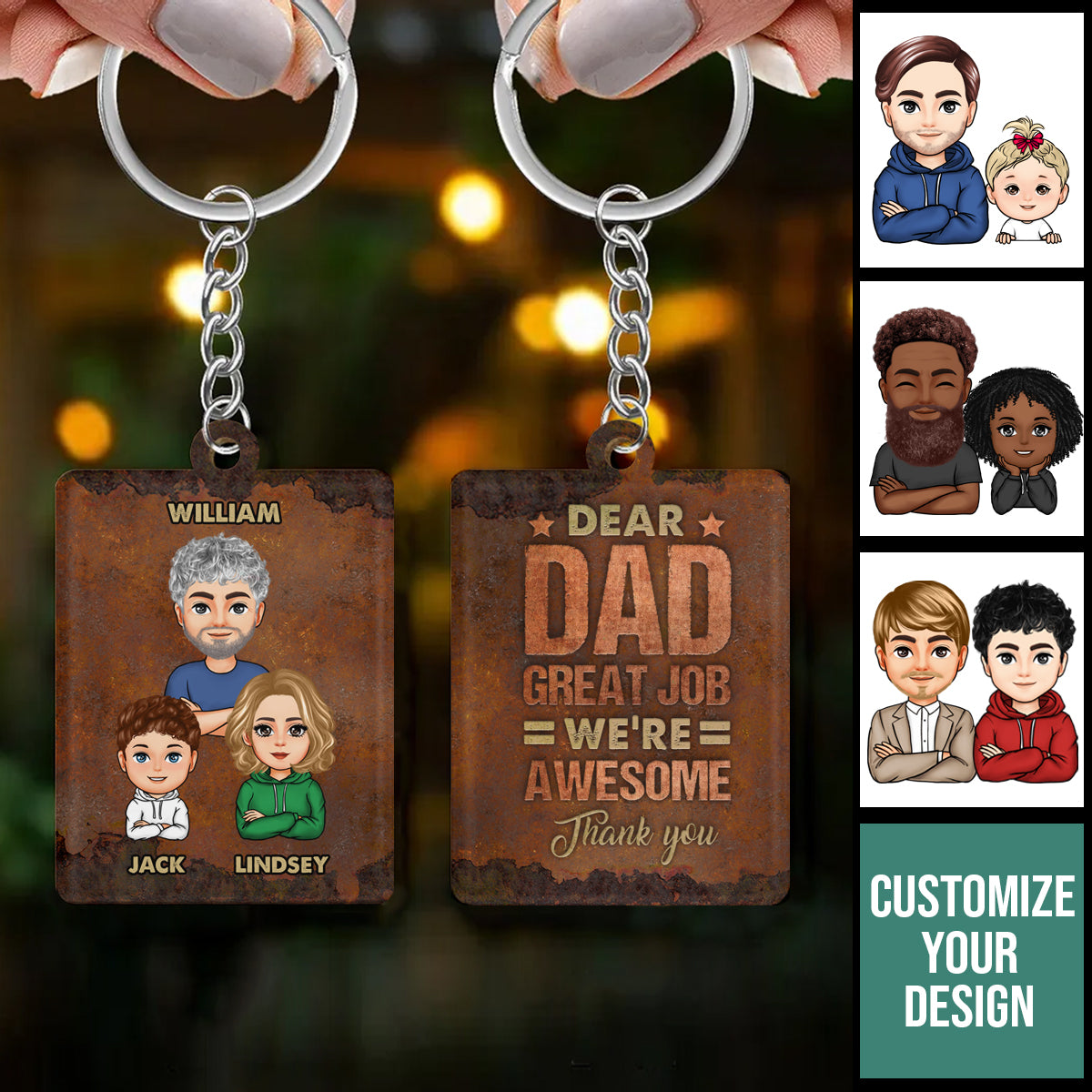 Dear Dad Great Job - Personalized Acrylic Keychain - Gift For Father, Grandpa