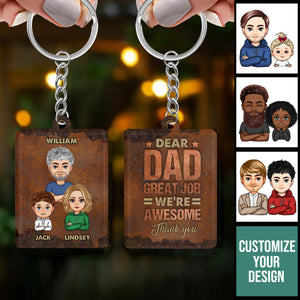 Dear Dad Great Job - Personalized Acrylic Keychain - Gift For Father, Grandpa