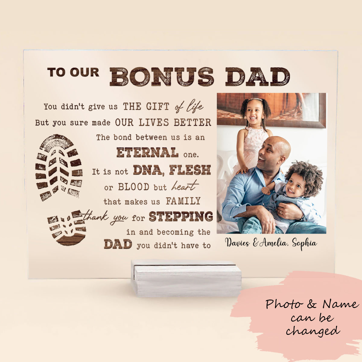To my bonus dad - Personalized Acrylic Plaque - Gift For Step Dad, Bonus Dad