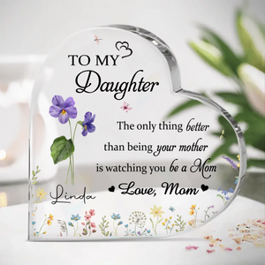 Watching You Being A Mom Is The Best Thing - Personalized Heart Shaped Acrylic Plaque - Gift For Daughter On Mother's Day