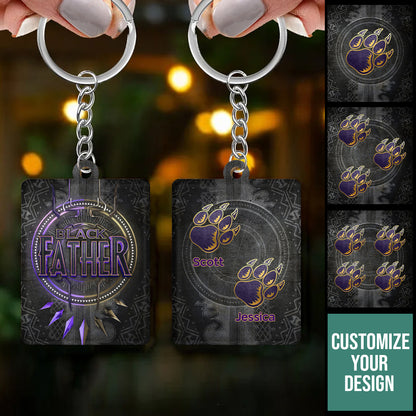 Panther Black Father - Personalized Acrylic Keychain - Gift For Father