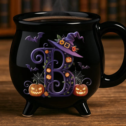 Brew & Boo - Personalized Halloween Black Ceramic Witch Mug - Halloween Gift For Family, Sisters, Friends, Siblings