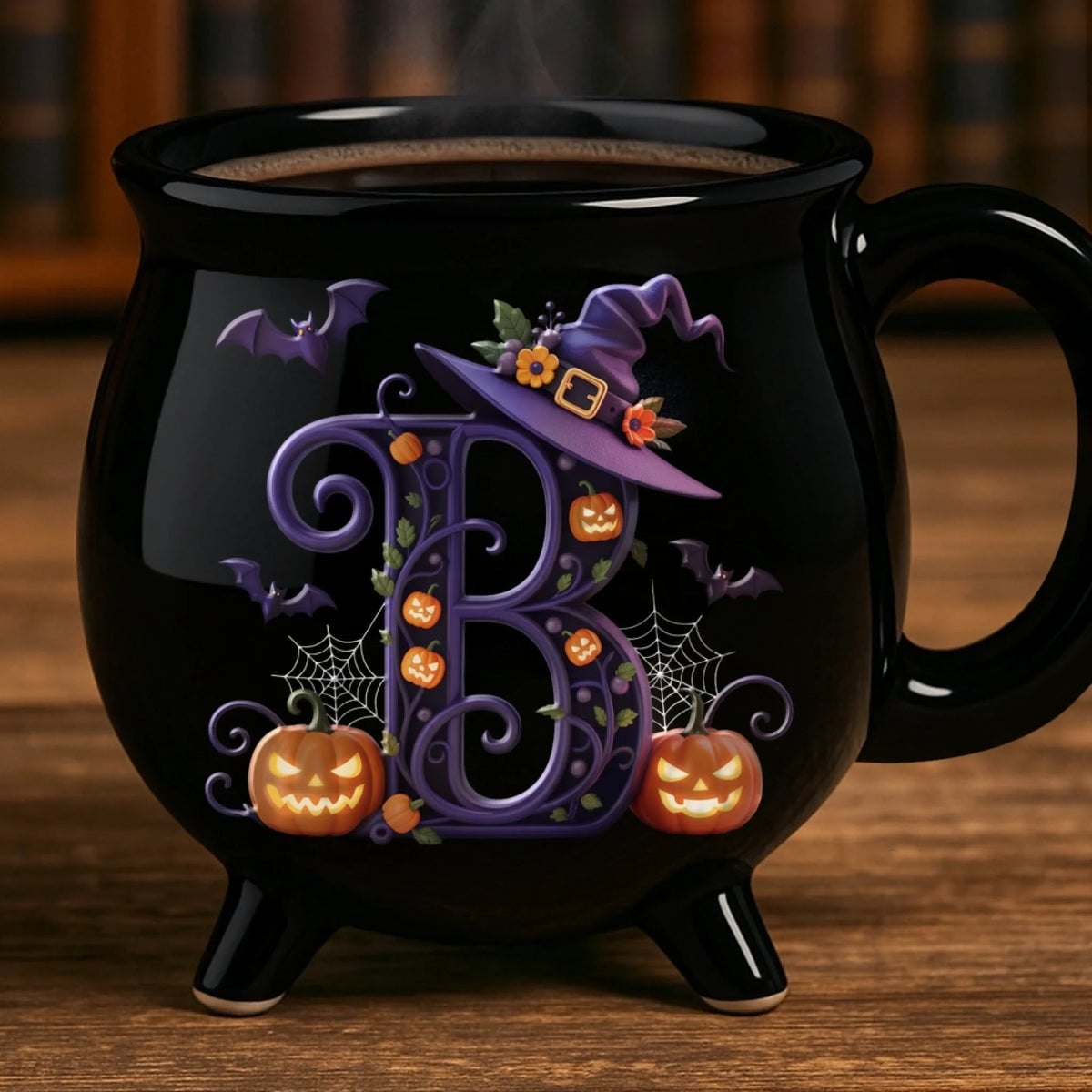 Brew & Boo - Personalized Halloween Black Ceramic Witch Mug - Halloween Gift For Family, Sisters, Friends, Siblings