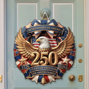 Custom Wood Sign - Personalized America 250th Anniversary Gifts For Mom, Dad, Brother, Sister, Kids - Family First, Forever Always