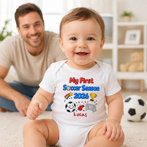 My First Soccer Season 2026 Baby Custom Name - Personalized Baby Apparel - 2026 Soccer World Champion Keepsake For Baby