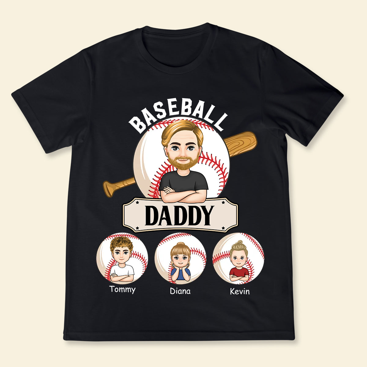 Baseball Dad And Kids - Personalized Apparel - Gift For Dad, Father, Daddy, Father's Day
