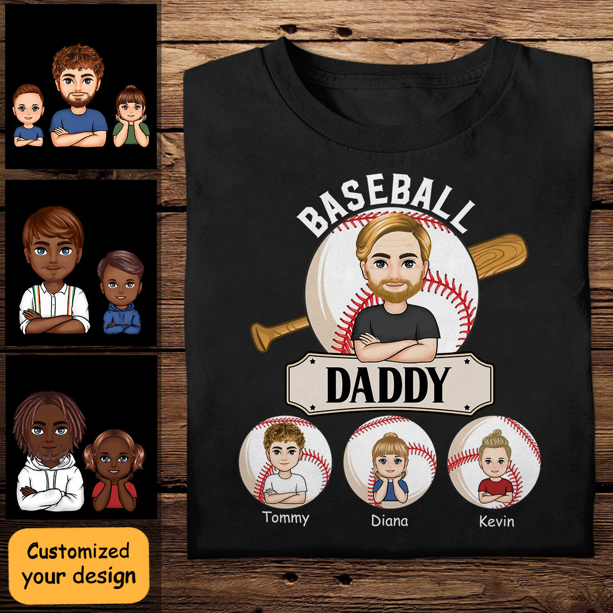 Baseball Dad And Kids - Personalized Apparel - Gift For Dad, Father, Daddy, Father's Day