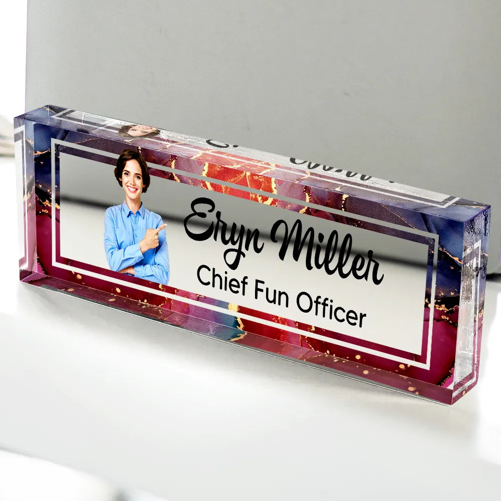 Custom Photo Chief Fun Officer - Personalized Desk Name Plate
