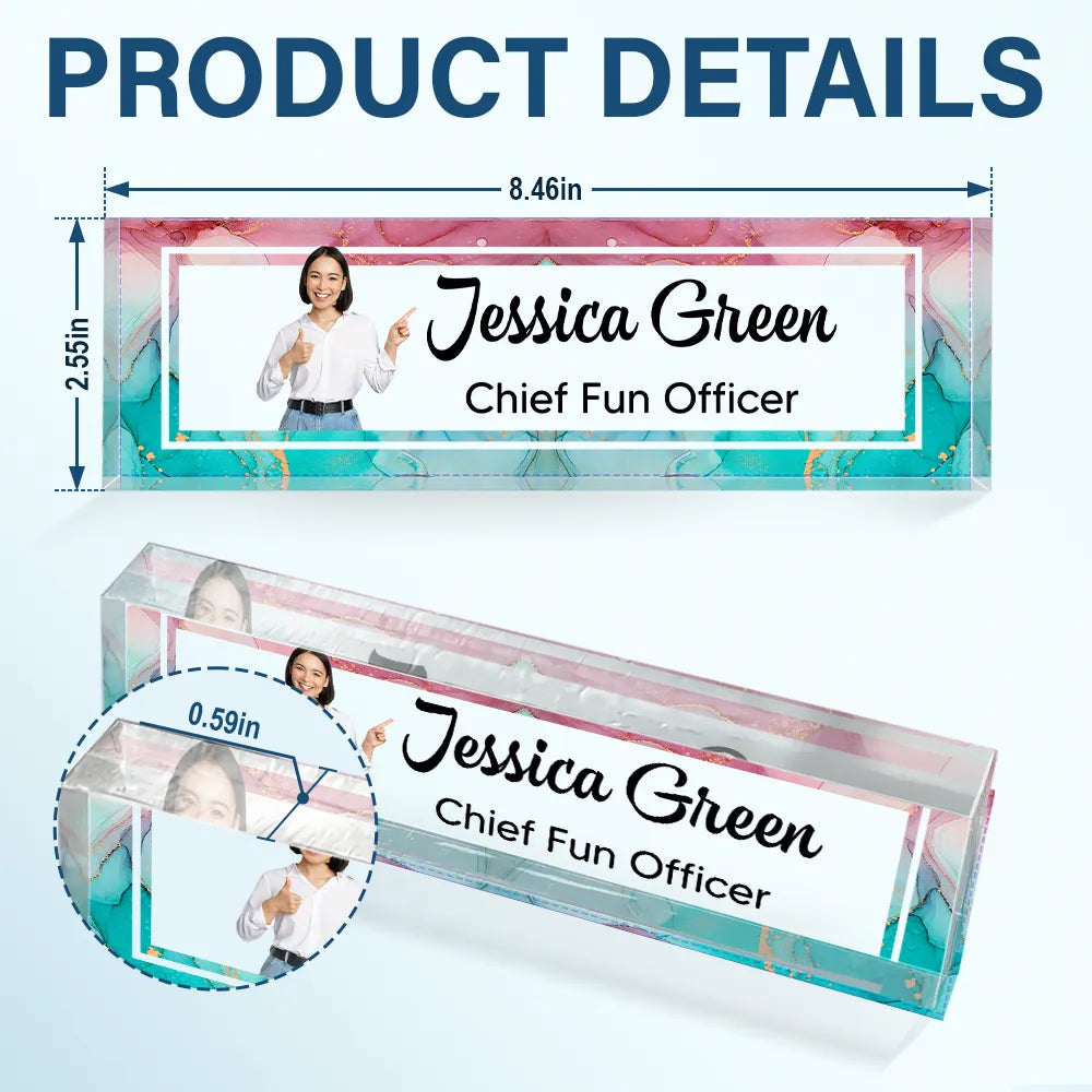 Custom Photo Chief Fun Officer - Personalized Desk Name Plate