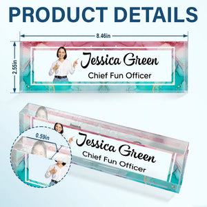 Custom Photo Chief Fun Officer - Personalized Desk Name Plate