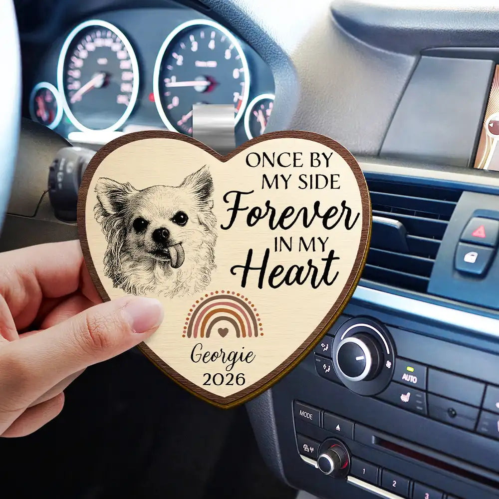 Custom Photo Pencil Sketch I Crossed The Rainbow Bridge Knowing I Was Loved - Personalized Custom Shaped Car Visor Clip