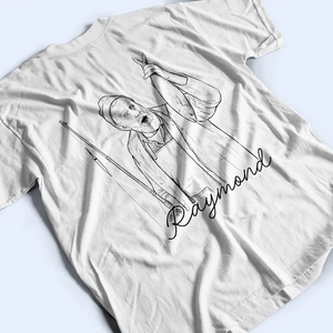 Custom Photo White Pencil Sketch Art O'Fishally Retired - Personalized T Shirt