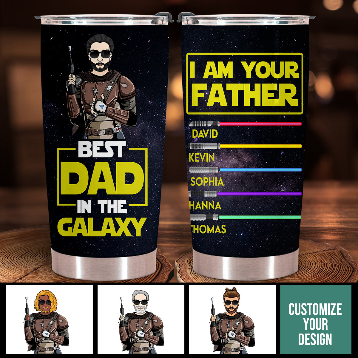 Best Dad In The Galaxy - Personalized Tumbler - Gift For Father, Dad, Daddy, Father's Day