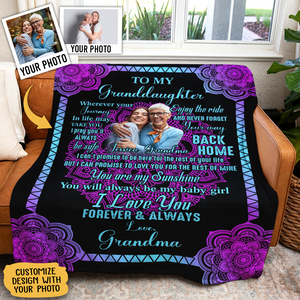 Gift For Granddaughter Blanket, Grandma To Granddaughter Love Forever Butterfly Fleece Blanket