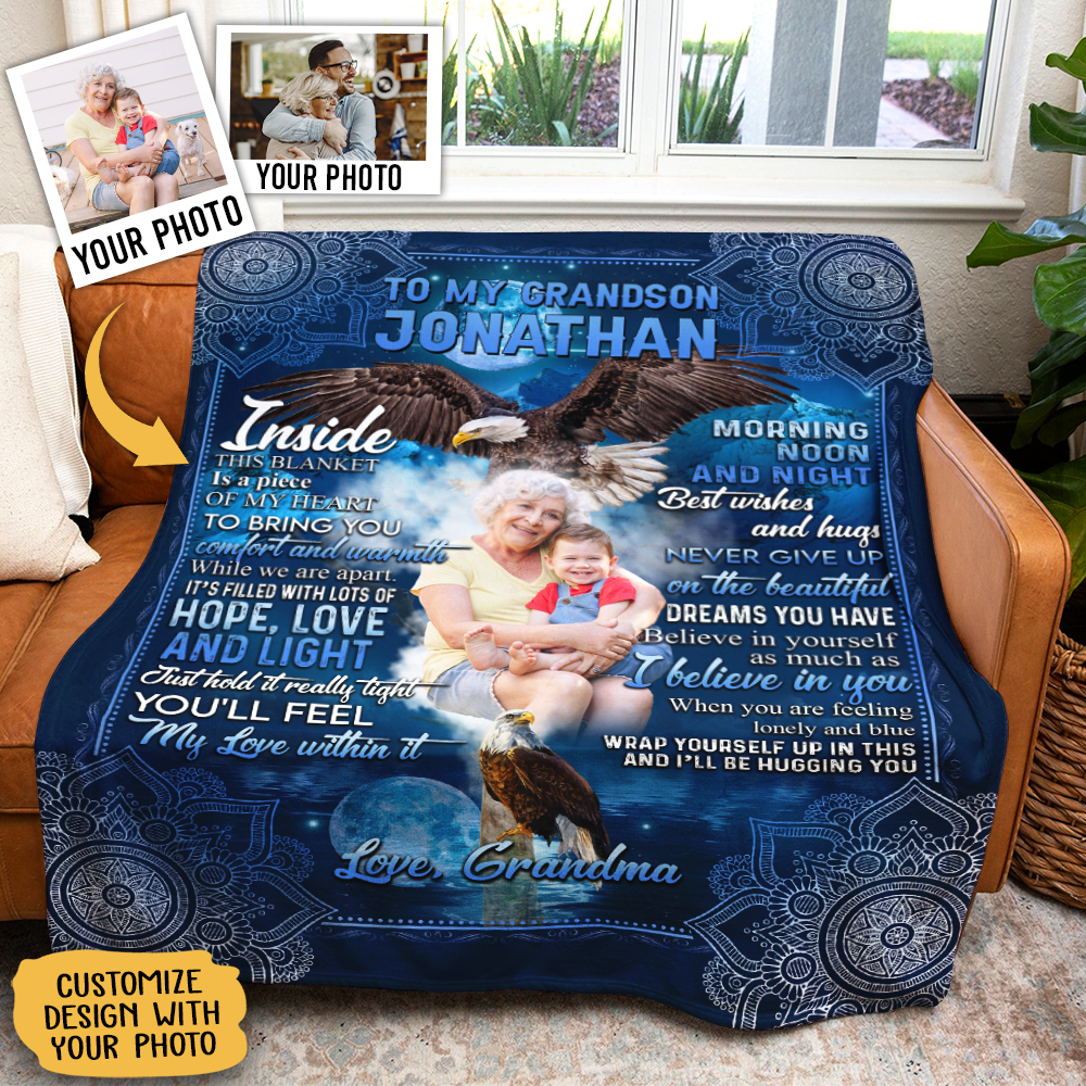 Gift For Grandson, Eagle To My Grandson I'll Be Hugging You - Love From Grandma Live Preview