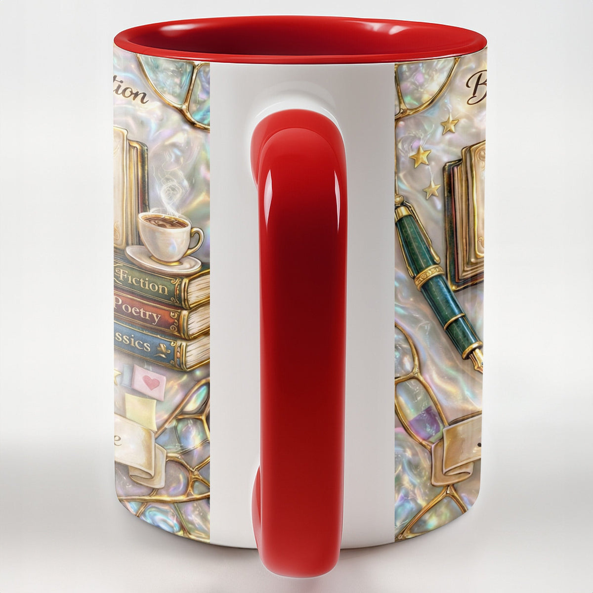 Book Lover Edition, My Happy Place With Books And Coffee, Custom Accent Mug, Gift for Book Lovers