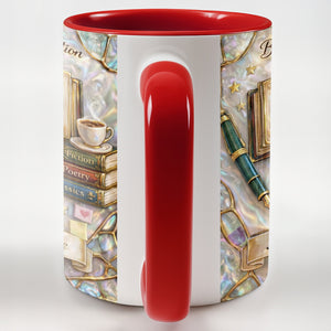 Book Lover Edition, My Happy Place With Books And Coffee, Custom Accent Mug, Gift for Book Lovers