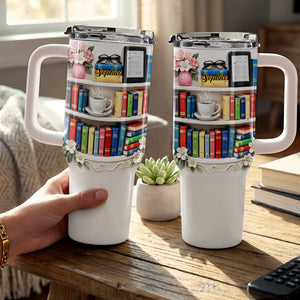 Books, Flowers, A Perfect Day With My Favorite Reads, Personalized 40oz Tumbler With Straw, Gift For Book Lovers