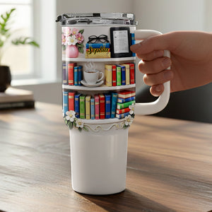 Books, Flowers, A Perfect Day With My Favorite Reads, Personalized 40oz Tumbler With Straw, Gift For Book Lovers